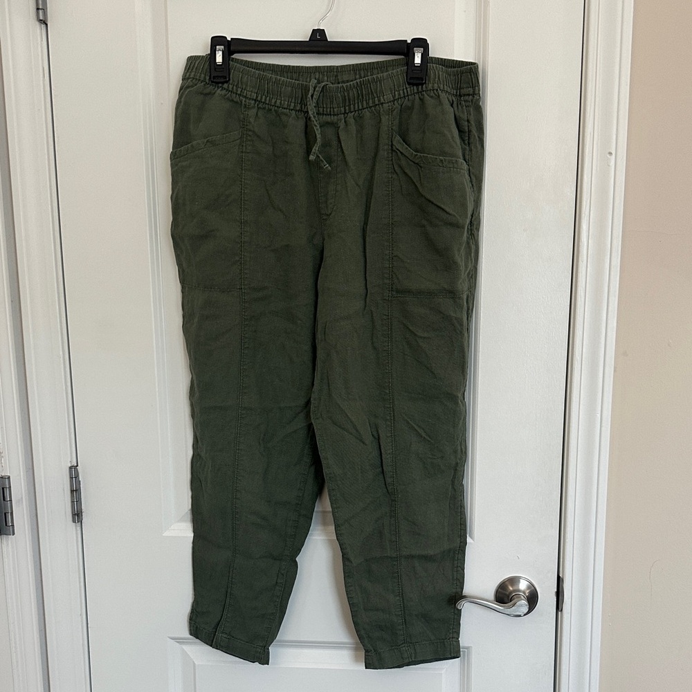 Old Navy Women’s Green Linen Tapered Pant